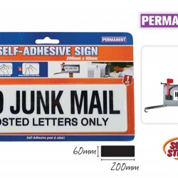 1pce No Junk Mail Adhsive Sign-20x6cm