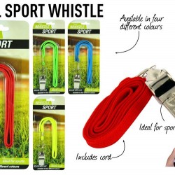 1pce Whistle W/Chord-4 Asst Colours