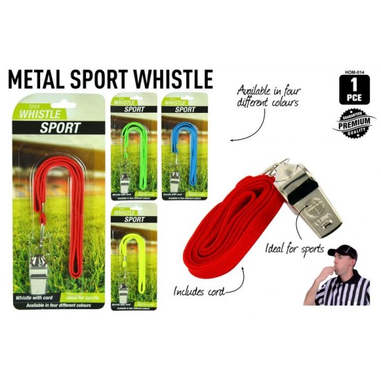 1pce Whistle W/Chord-4 Asst Colours