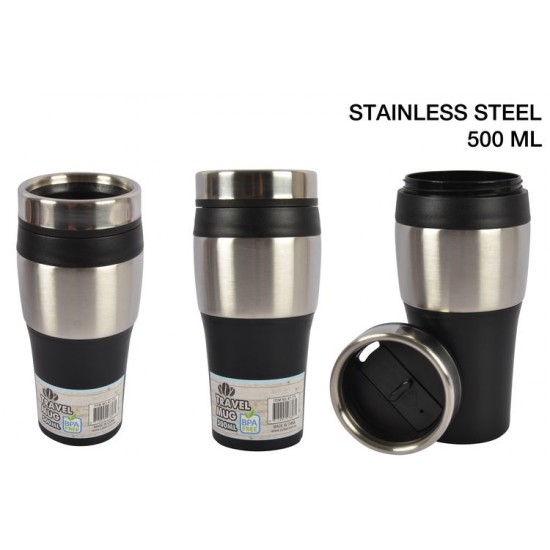 1pce Stainless Steel Travel Mug 500ml