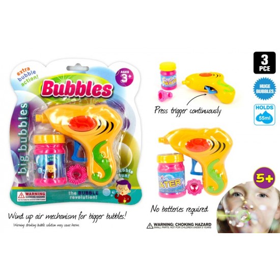 3pc Bubble Hand Gun w/Bubbles