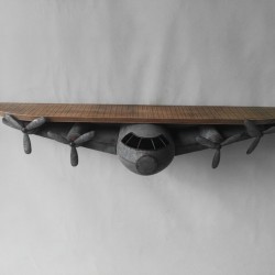 *113CM METAL PLANE WITH WOODEN TOP WALL SHELF