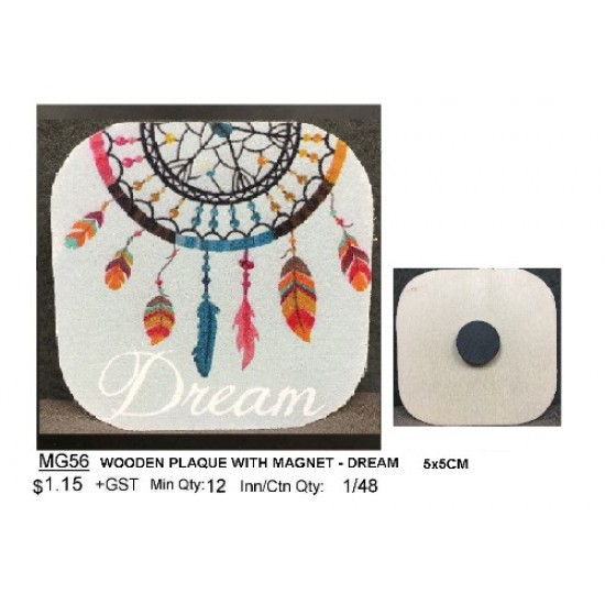 ***WOODEN PLAQUE WITH MAGNET - DREAM CATCHE