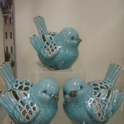 3/A BLUE Porcelain Bird Tlight hold 