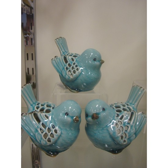 3/A BLUE Porcelain Bird Tlight hold 