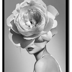 LADY WITH FLOWER BLACK & WHITE PICTURE