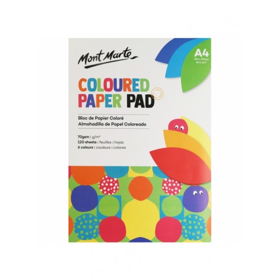 MM Coloured Paper Pad 70gsm A4 120 Sheets