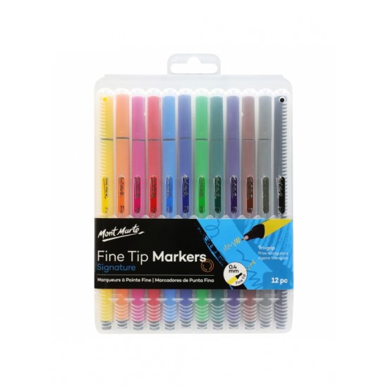 MM Fine Tip Markers 12pc Tri Grip in Case