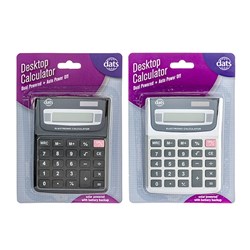 Calculator Desktop Dual Power 2 Asstd Black Silver