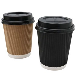 RIPPLE WALL COFFEE CUPS W/LIDS