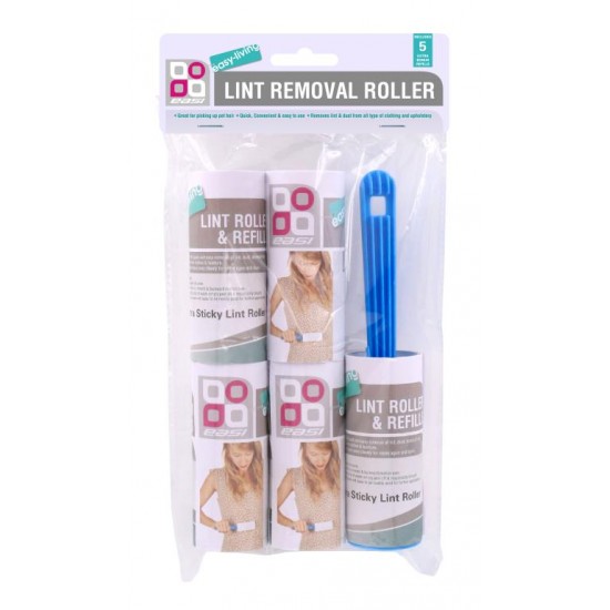 Lint Removal Roller with 5 Refill Rolls