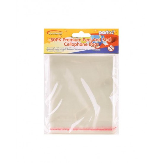 50PK Peal & Seal Cello Bags - 14CM x 11CM