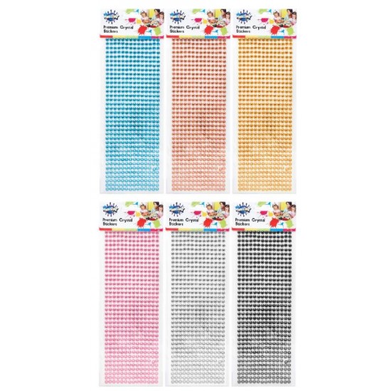 Single Colour Crystal Sticker Pack - 6 Assorted Colours