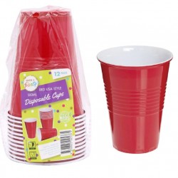 Red USA Style Plastic Cups (16OZ) 500ML-12PK
