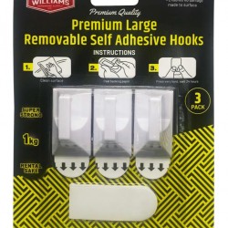 3PK Large Removable Self Adhesive Hooks