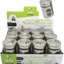 Mini Stainless Steel Glass Storage Jar W/Shaker