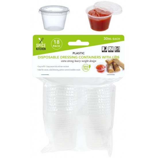Mini Disposable Dressing Containers With Lids - 30ML-18PK