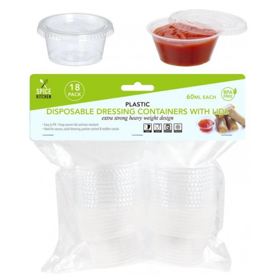 Mini Disposable Dressing Containers With Lids - 60ML-18PK