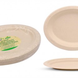 ECO Biodegradable Catering Plates - Oval 26.3CM X 19.9CM-20PK