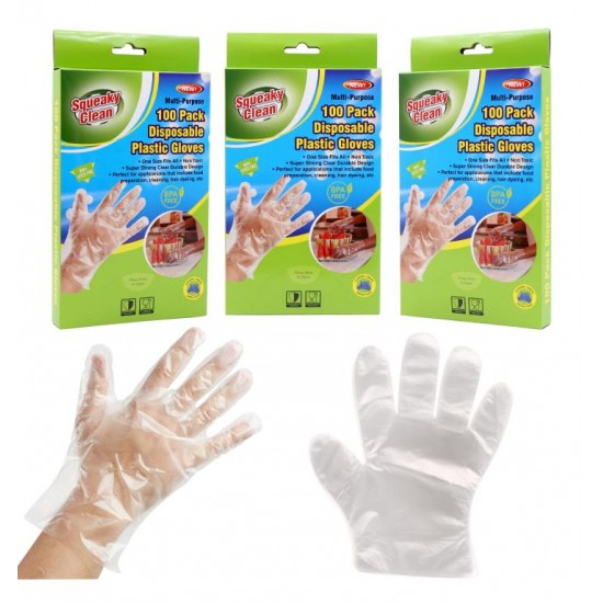 Disposable PE Plastic Gloves-100PK