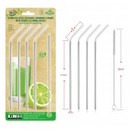 Reusable Stainless Steel Drinking Straws(Flexible Series)-4PK W/Bonus Cleaning Brush