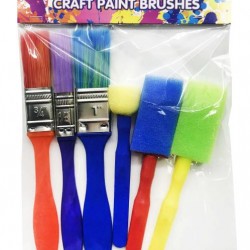 6PK Assorted Craft Artist/Foam Brush Set