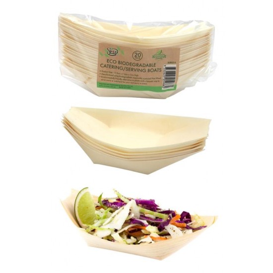 ECO Bamboo Catering/Serving Boats - 13.5CM x 7.5CM-20PK