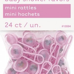 24 MINI BABY RATTLES PINK