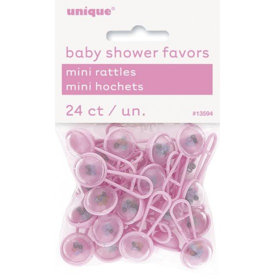 24 MINI BABY RATTLES PINK