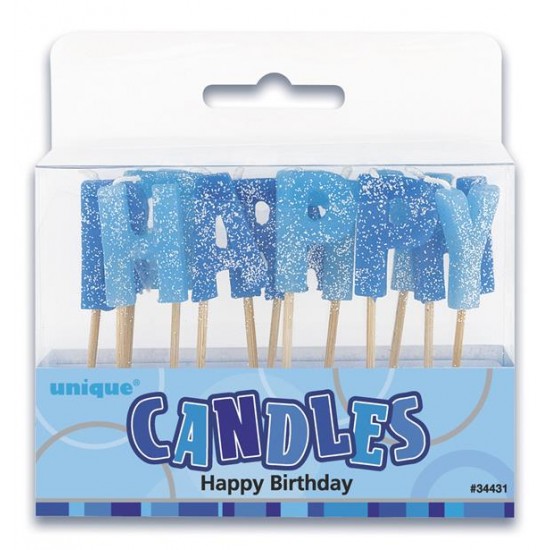 GLITZ GLITTER H/B CANDLE -BLUE