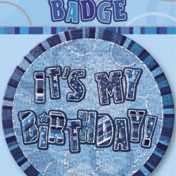 GLITZ BLUE B'DAY BADGE - HB