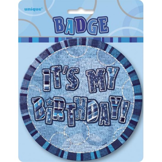 GLITZ BLUE B'DAY BADGE - HB