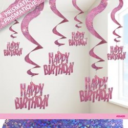 GLITZ PINK 6 H/B'DAY SWIRLS