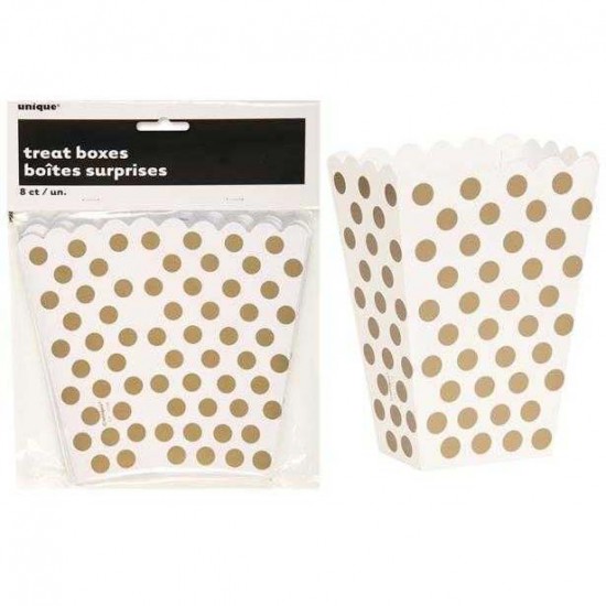 DOTS 8 TREAT BOXES - GOLD