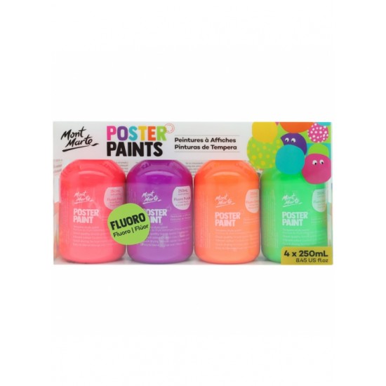 MM Poster Paint 4pc x 250ml - Fluoro