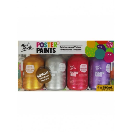 MM Poster Paint 4pc x 250ml - Metallic