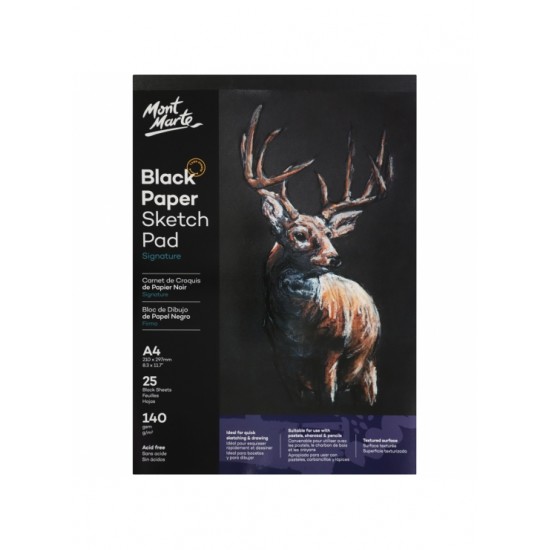 MM Black Paper Sketch Pad 25 sheet 140gsm A4