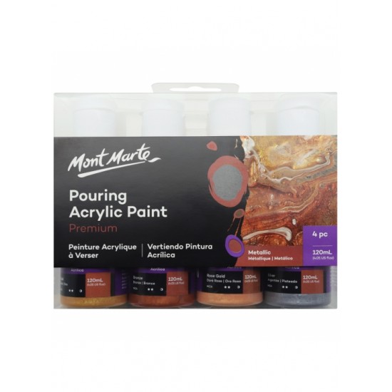 MM Pouring Acrylic 4pc x 120ml - Metallic