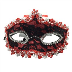 Lace Mask W/Flower Red